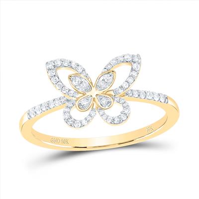 Butterfly gold and diamonds ring