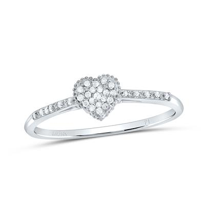 Lady's 10 Karat Fashion heart Ring 0.03tw Round Diamonds Color: White