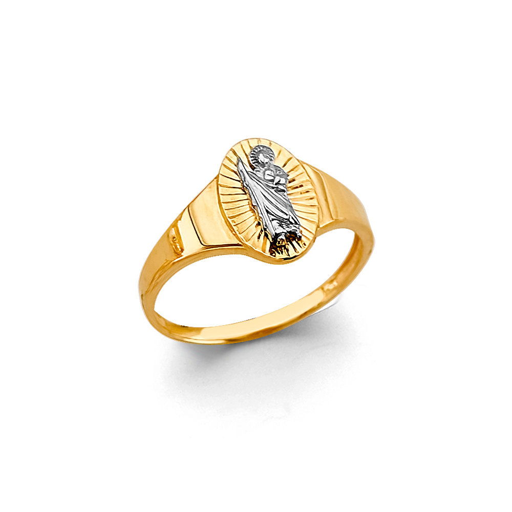 Lady's Two-Tone 14 Karat St Jude Ring Length 11