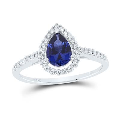 Lady's White 10 Karat Fashion Ring Length 10.63 = 0.875tw Pear Created