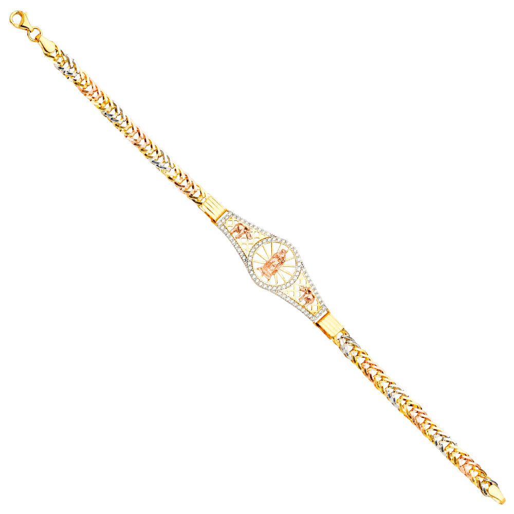 Lady's Three-Tone 14 Karat Guadalupe Bracelet Length: 7.5"