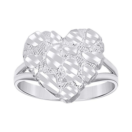 Gent's White Silver Heart Nugget Ring Length 13.85