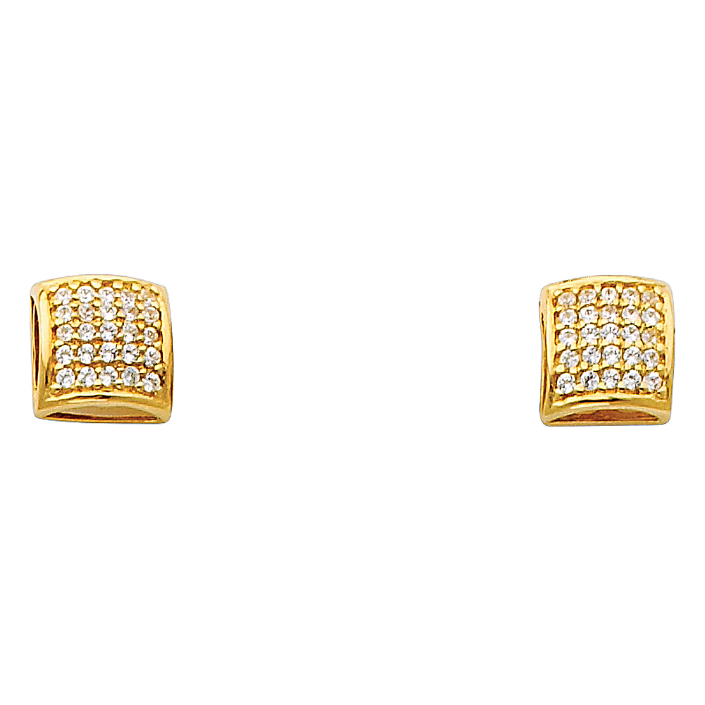 Lady's Yellow 14 Karat Cz Square Earrings Fancy
7mm