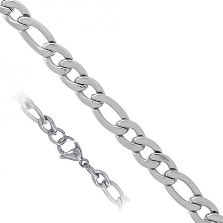 White Sterling Silver Bracelet Style: Figaro
Length: 8"