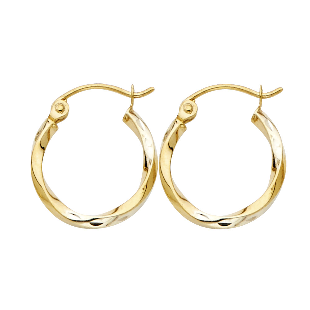 Lady's Yellow 14 Karat Curled Hoop Earrings Length 15 Finish: Polished