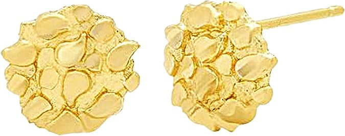 Lady's Yellow 10 Karat Nugget Stud Earrings14.78mm