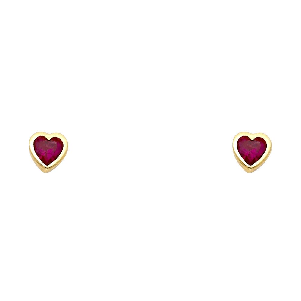 Lady's Yellow 14 Karat stud red Earrings Length: 11.61