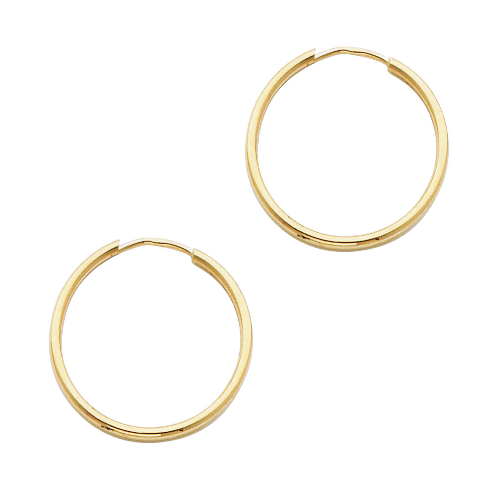 Lady's Yellow 14 Karat Earrings Length 20x1.5 mm  Finish: Polished