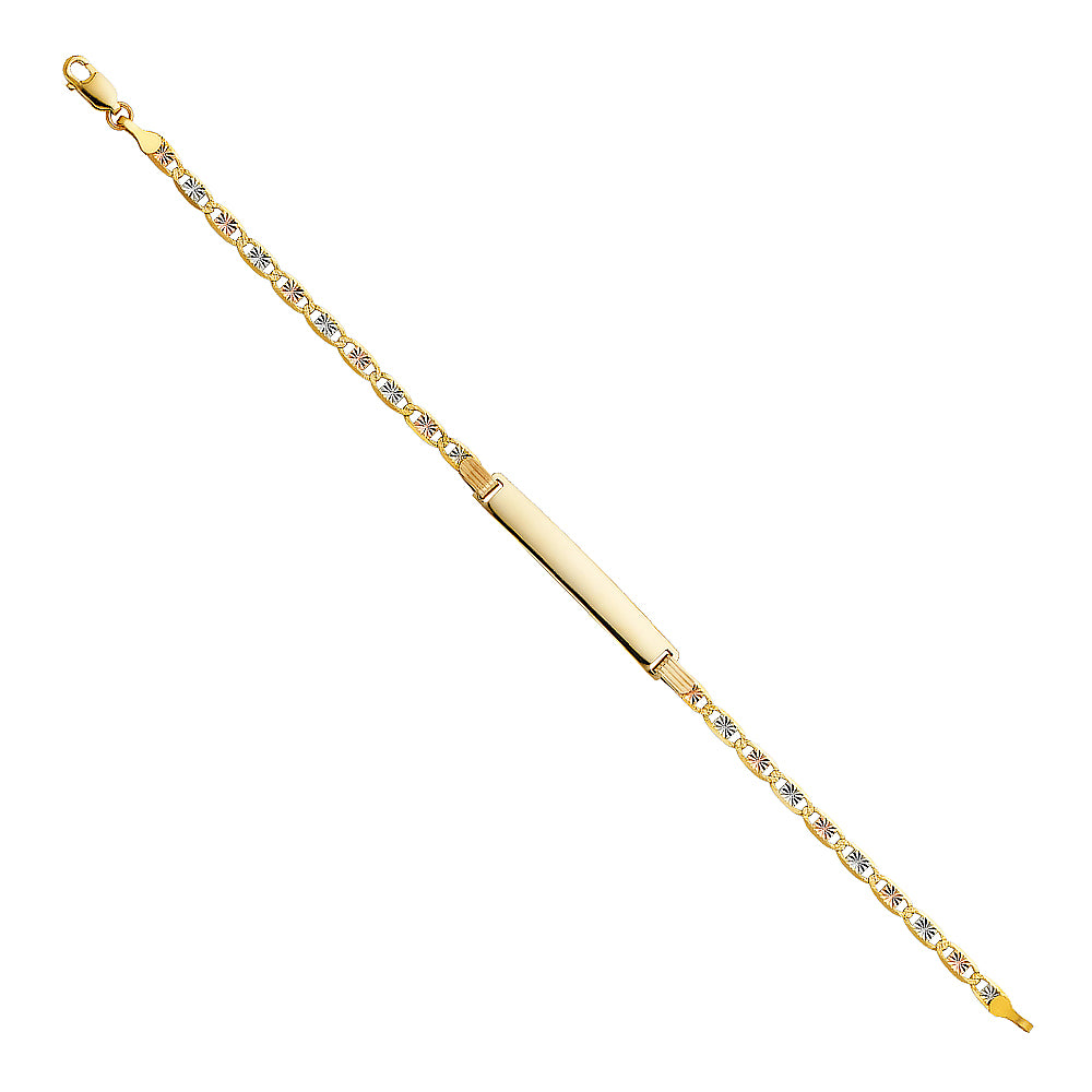 Lady's 14 Karat Diamond Cut ID Bracelet Style: Valentino
Color: Three