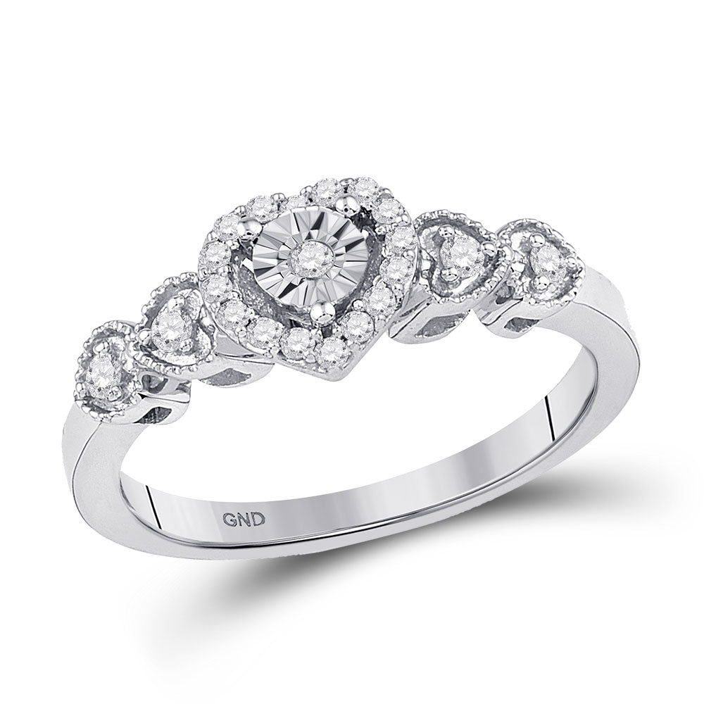 Lady's White 10 Karat Fashion Ring Length 7.47 = 0.20tw Round Diamonds