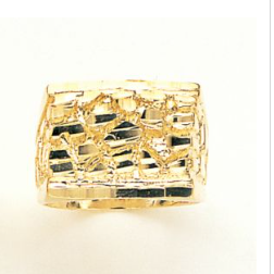 Gent's Yellow 10 Karat Diamond Cut Fashion Ring Style: Nugguet