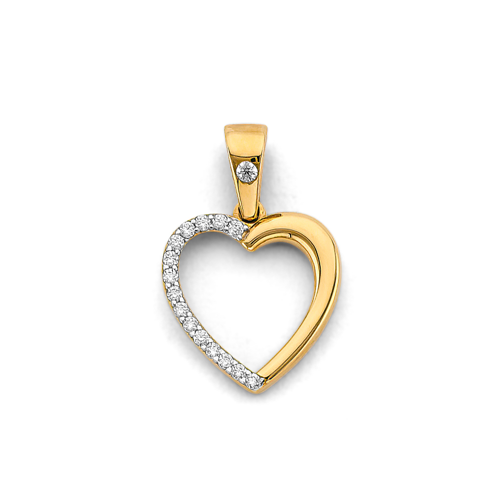 Two-Tone 14 Karat CZ Heart Pendant Length: 20