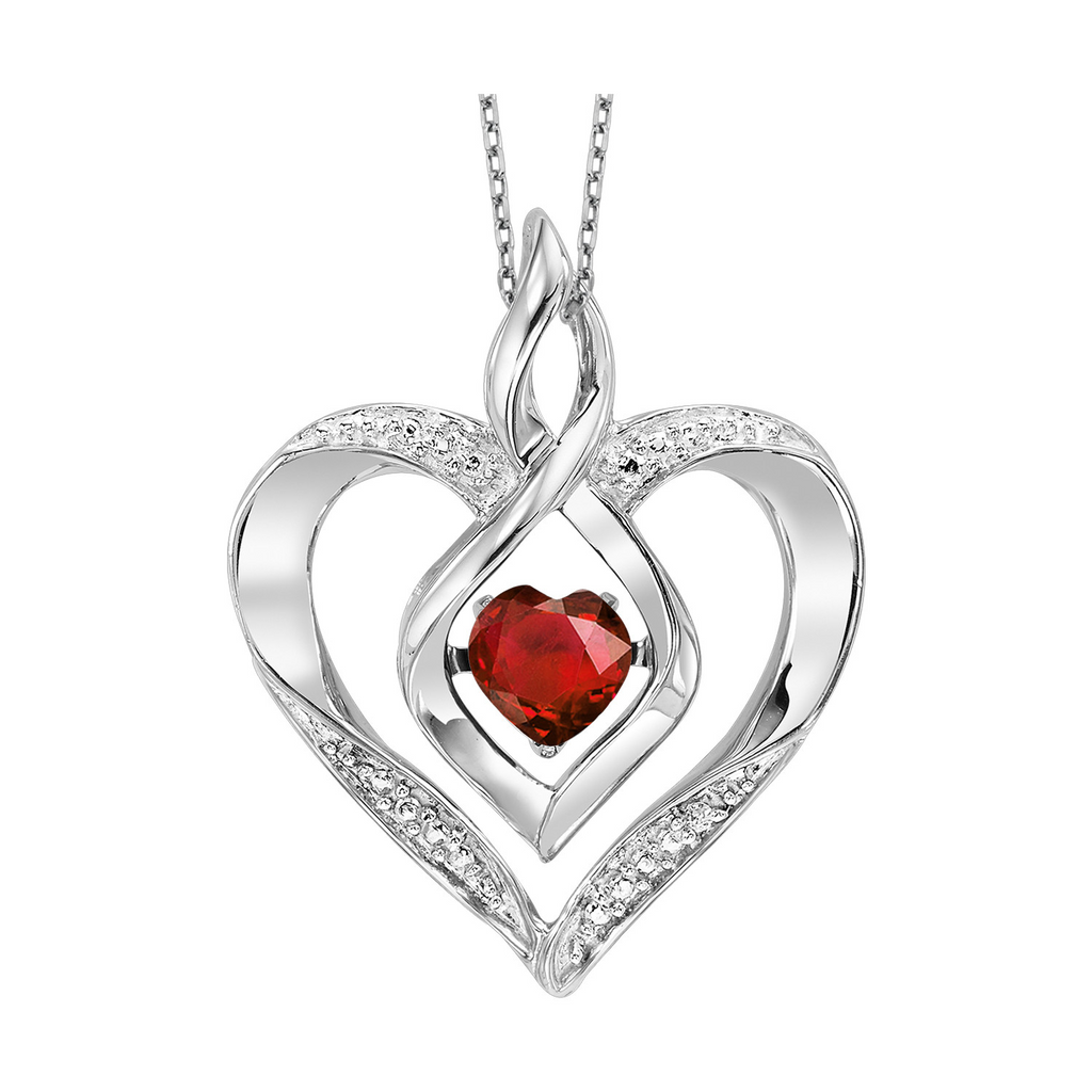 White Sterling Silver Necklaces one 0.25ct Heart Created-Garnet
one 0