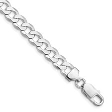 White Sterling Silver Rhodium-plated 8mm Flat curb Bracelet Length: 8" 8mm
Gender: Gentlement