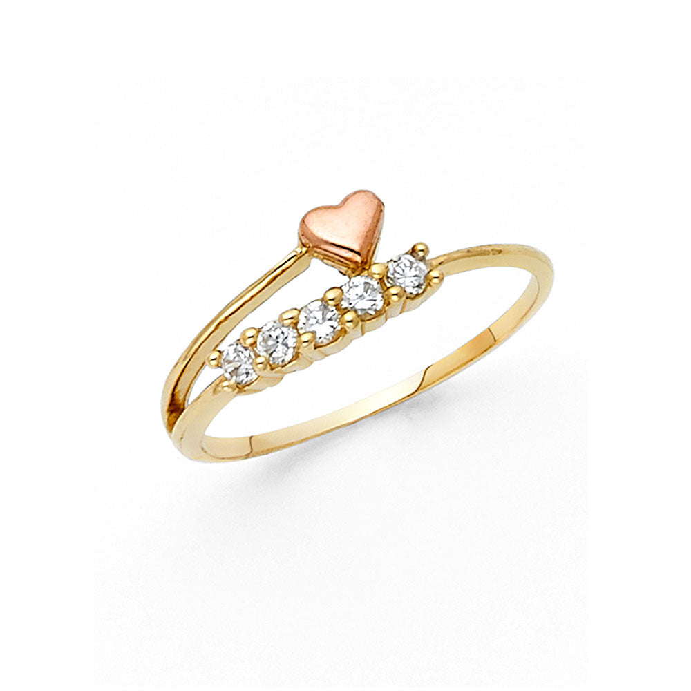 14K 2Ton Cz Fancy Heart