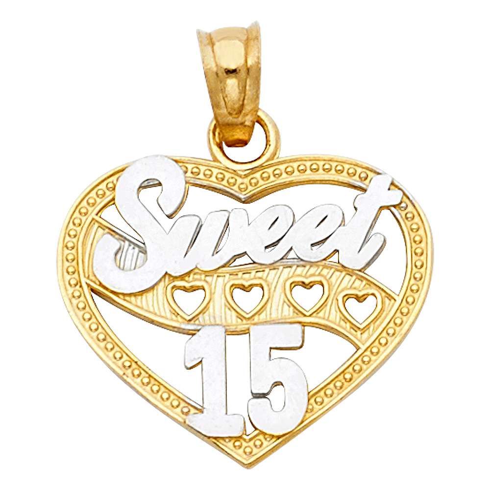 Two-Tone 14 Karat Sweet 15 Pendant Length: 17