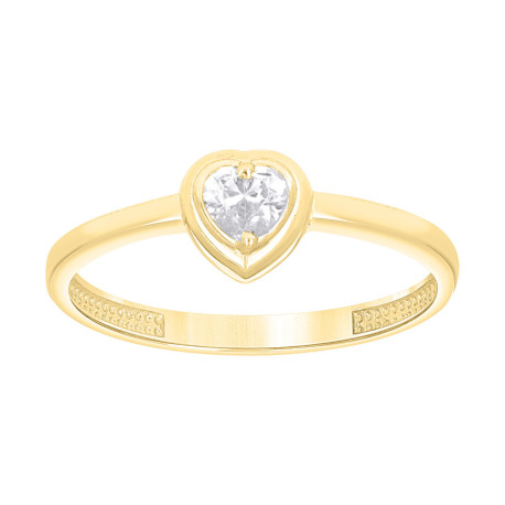 Lady's Yellow 10 Karat Small Heart cz Ring Length 6.3