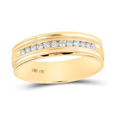 Yellow 14 Karat Men's Diamond Wedding Band 0.25tw Round Diamonds Gender: Gentlement