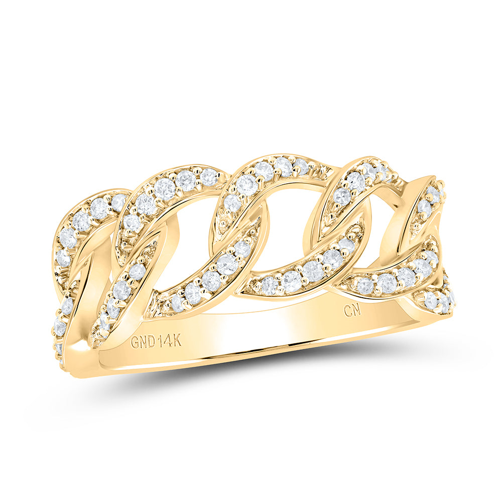 Lady's 14 Karat cuban Ring Size 7 0.33tw Round Diamonds Color: Yellow