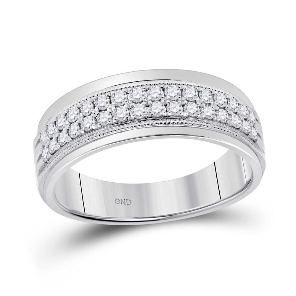 White 10 Karat Men's Diamond Wedding Band Size 10 0.50tw Round Diamond