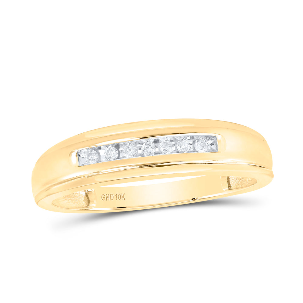 Gent's Yellow 10 Karat Wedding Band 0.083tw Round Diamonds Gender: Gen