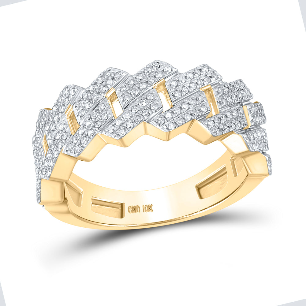 Gent's Yellow 10 Karat Fashion Ring Size 10 0.75tw Round Diamonds Styl