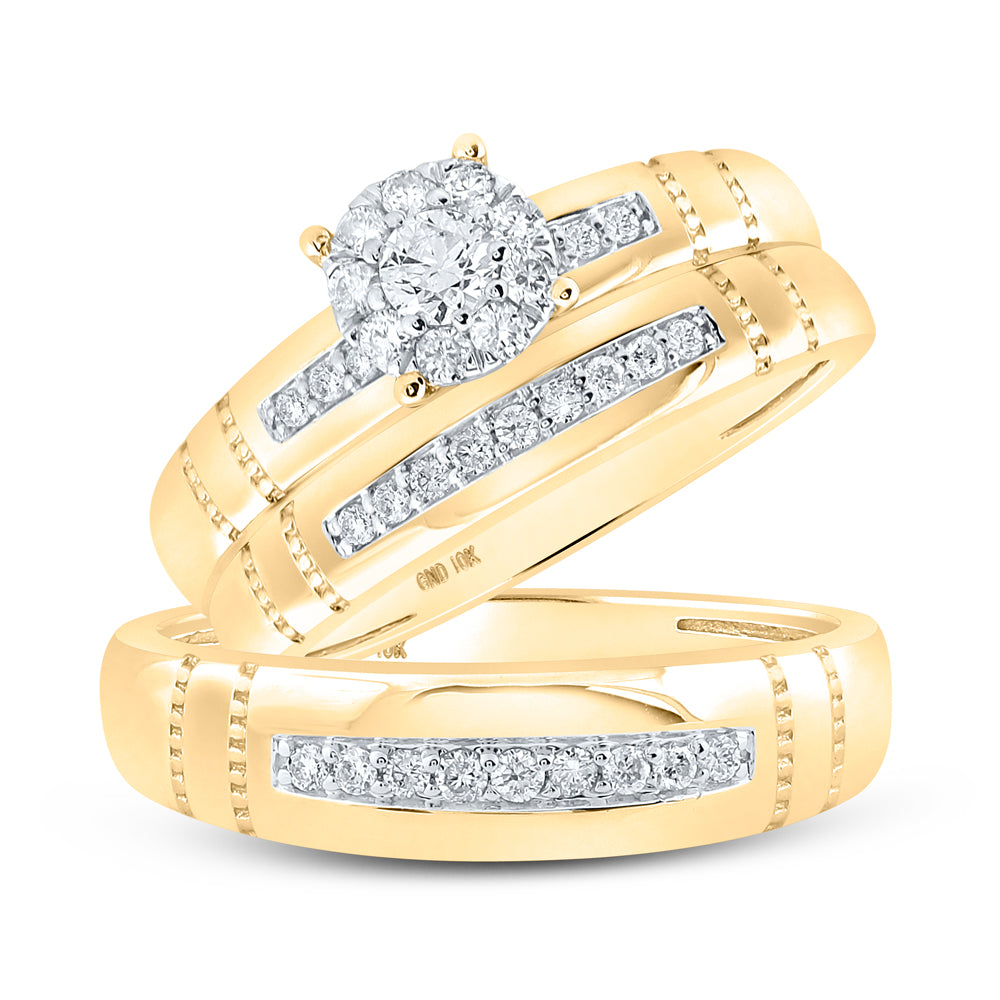 Lady's Yellow 10 Karat Wedding Set 0.50tw Round Diamonds Finish: Polis