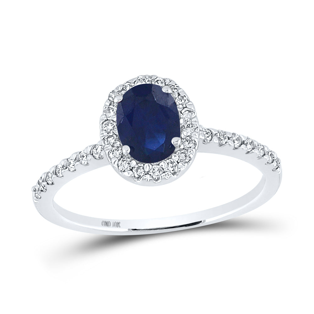 Lady's 10 Karat Fashion Ring Size 7 one Oval Created Sapphire
0.40tw
