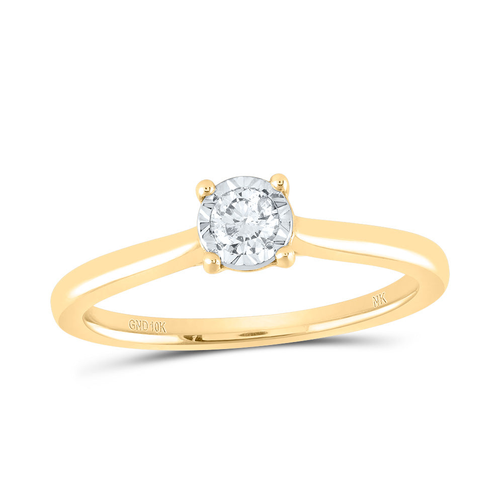 Lady's Yellow 14 Karat Engagement Ring one = 0.167ct Round Diamond Fin