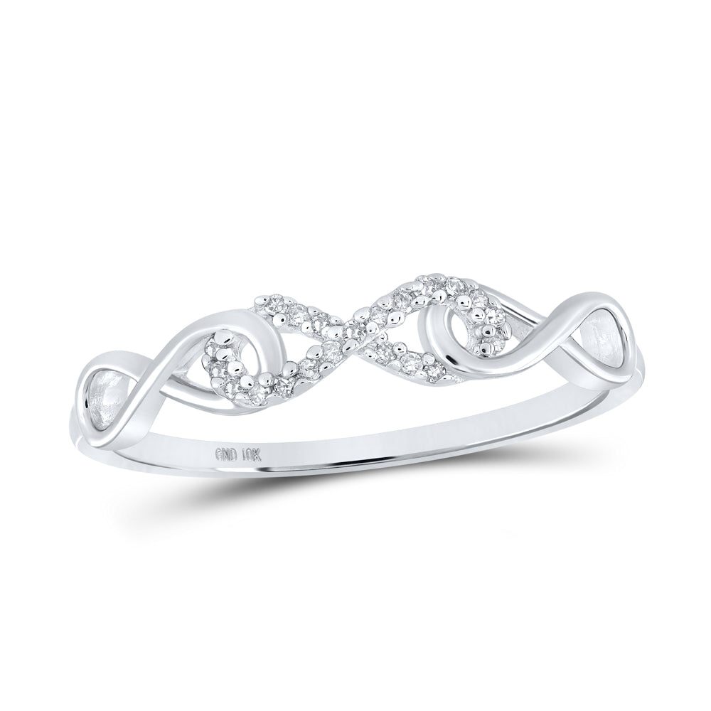 Lady's White 10 Karat Fashion Ring Size 7 0.05tw Round Diamonds Finish