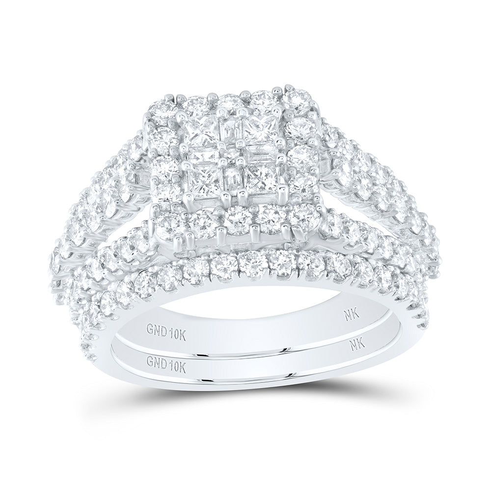 Lady's White 10 Karat Wedding Set 2.00tw Various Shapes Diamonds Finis