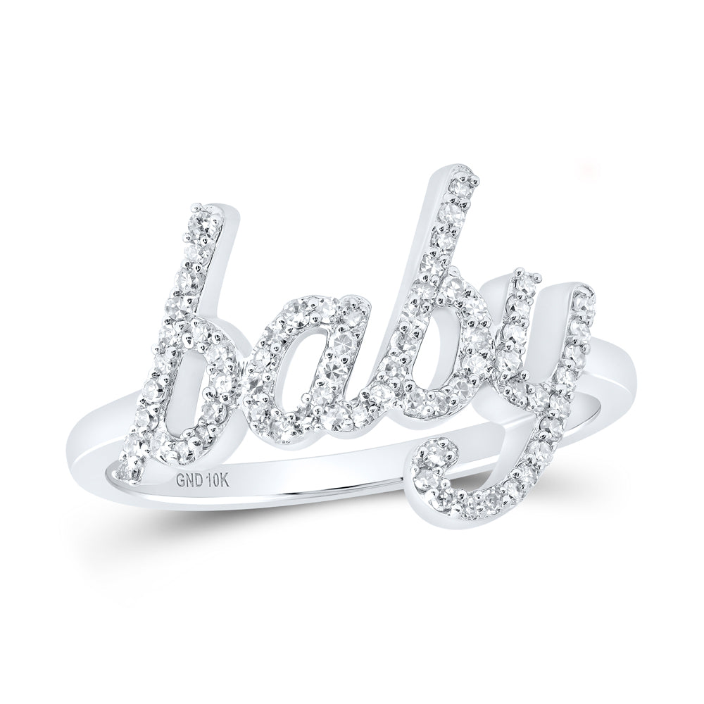Lady's 10 Karat Fashion baby Ring Size 7 0.25tw Round Diamonds Color: