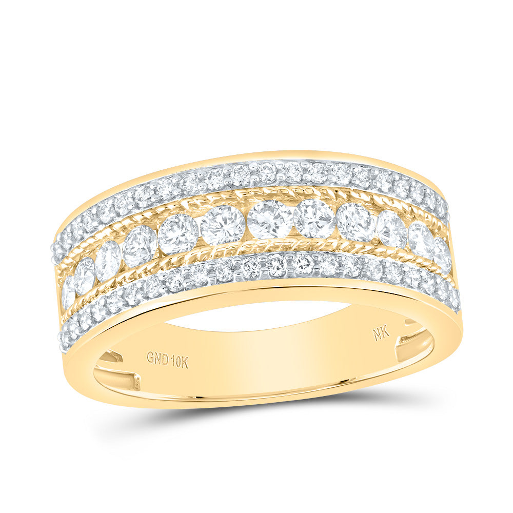 Yellow 10 Karat Men's Diamond NK Wedding Band 1 1/5 ctw Round Diamonds