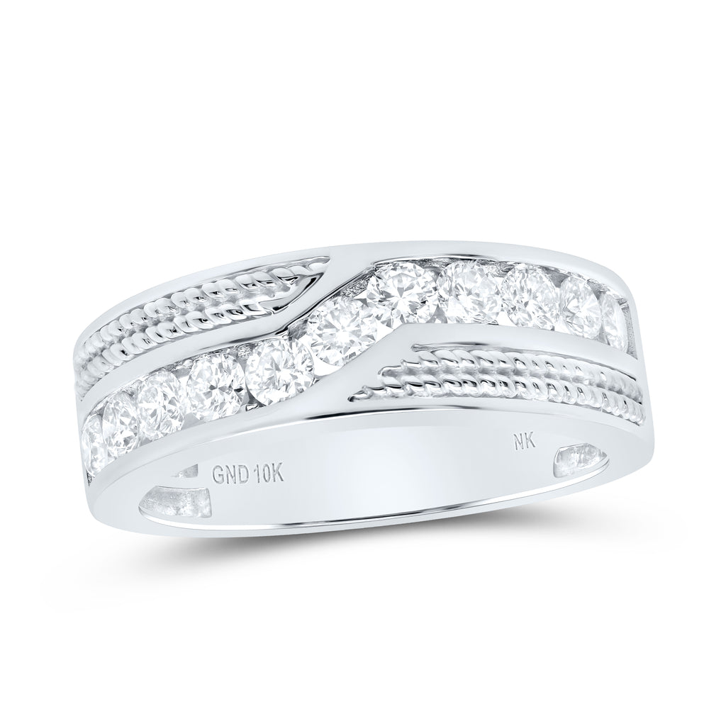 10 Karat Men's Diamond Wedding Band Size 10 1.00tw Round I/J I2 Diamon