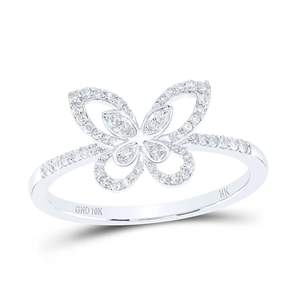 Lady's 10 Karat Fashion butterfly Ring Size 7 0.20tw Round Diamonds Co