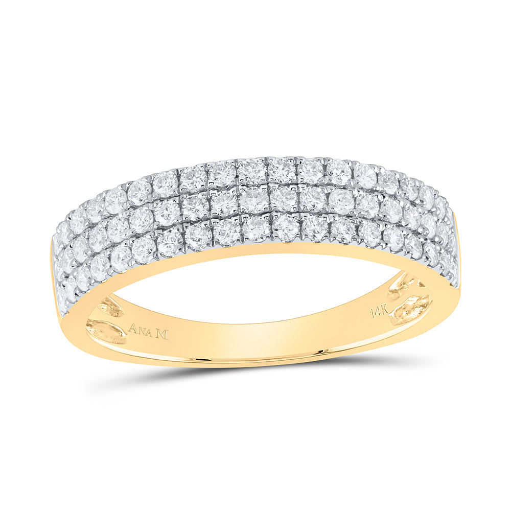 Yellow 14 Karat Men's Diamond Wedding Band 0.875tw Round Diamonds Styl