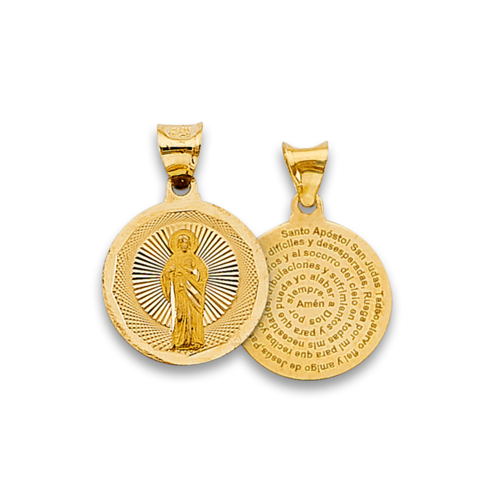 14K Yellow Gold San Judas Religious Stamp Pendant0.