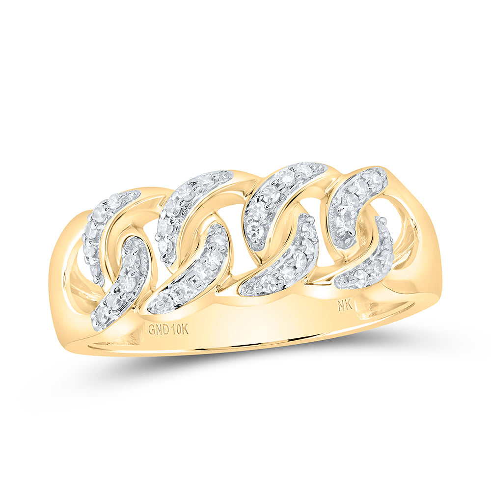 Gent's Yellow 10 Karat Fashion Ring Size 10 0.25tw Round Diamonds Styl