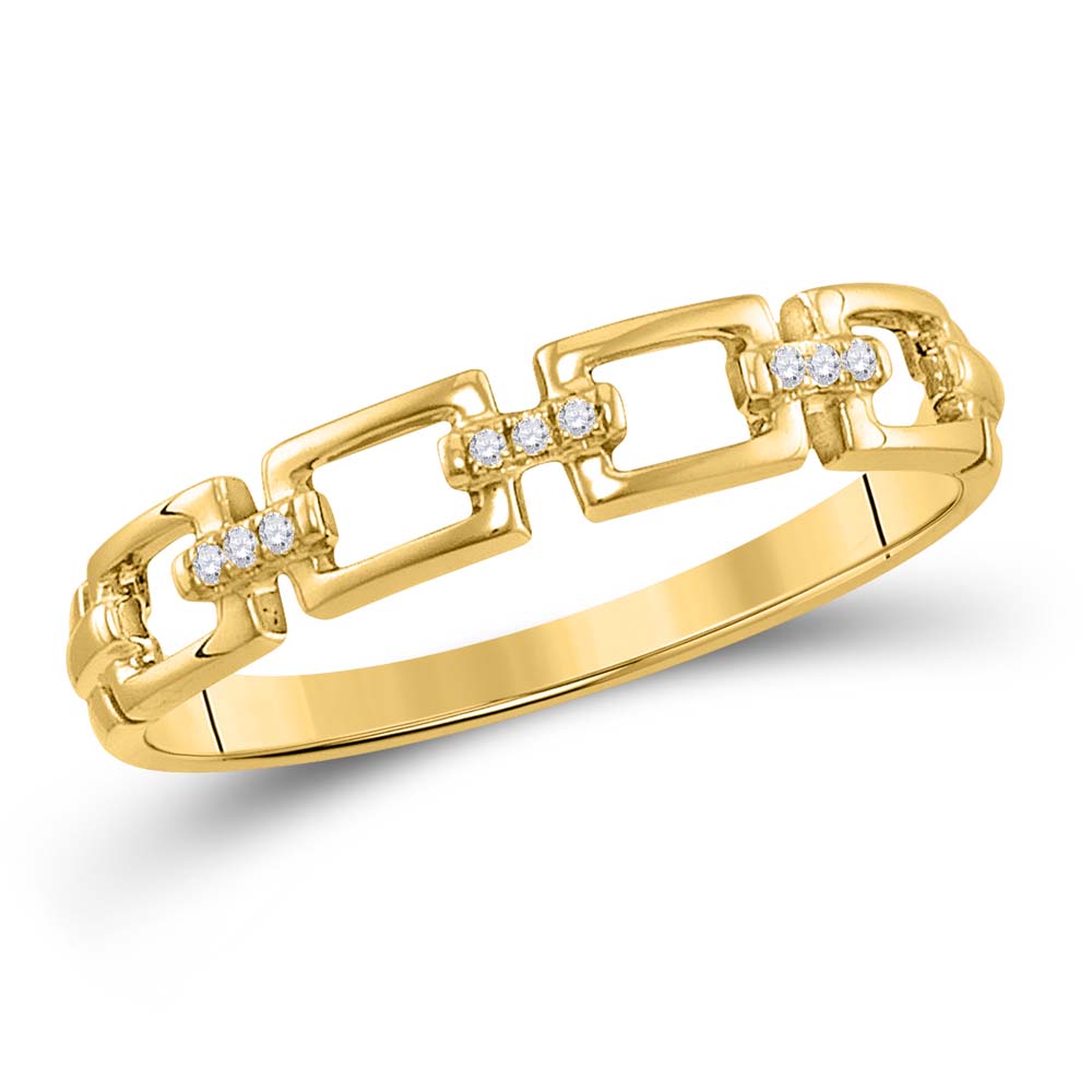 Lady's Yellow 14 Karat Fashion stackable Ring 0.03tw Round Diamonds Style: Fashion
Finish: Polished
Gender: Ladies