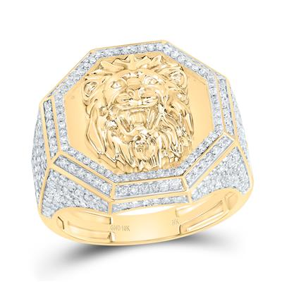 Gent's Yellow 10 Karat Fashion Lion Face Octagon Ring 1.50tw Round Diamonds Finish: Polished
Gender: Gentlement