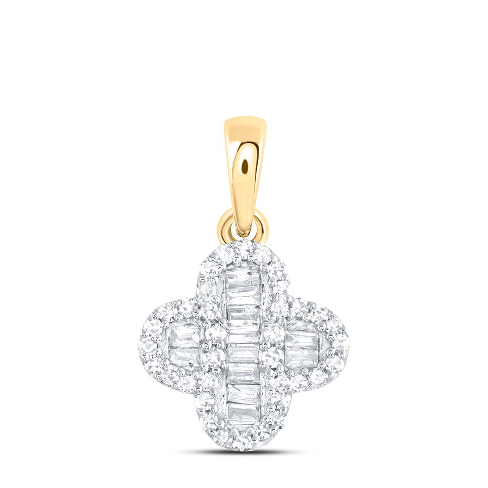 10 Karat Clover Pendant 0.20tw Various Shapes Diamonds Color: Yellow