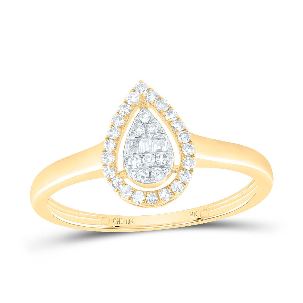 Lady's Yellow 10 Karat Engagement Ring 0.17tw Various Shapes Diamonds