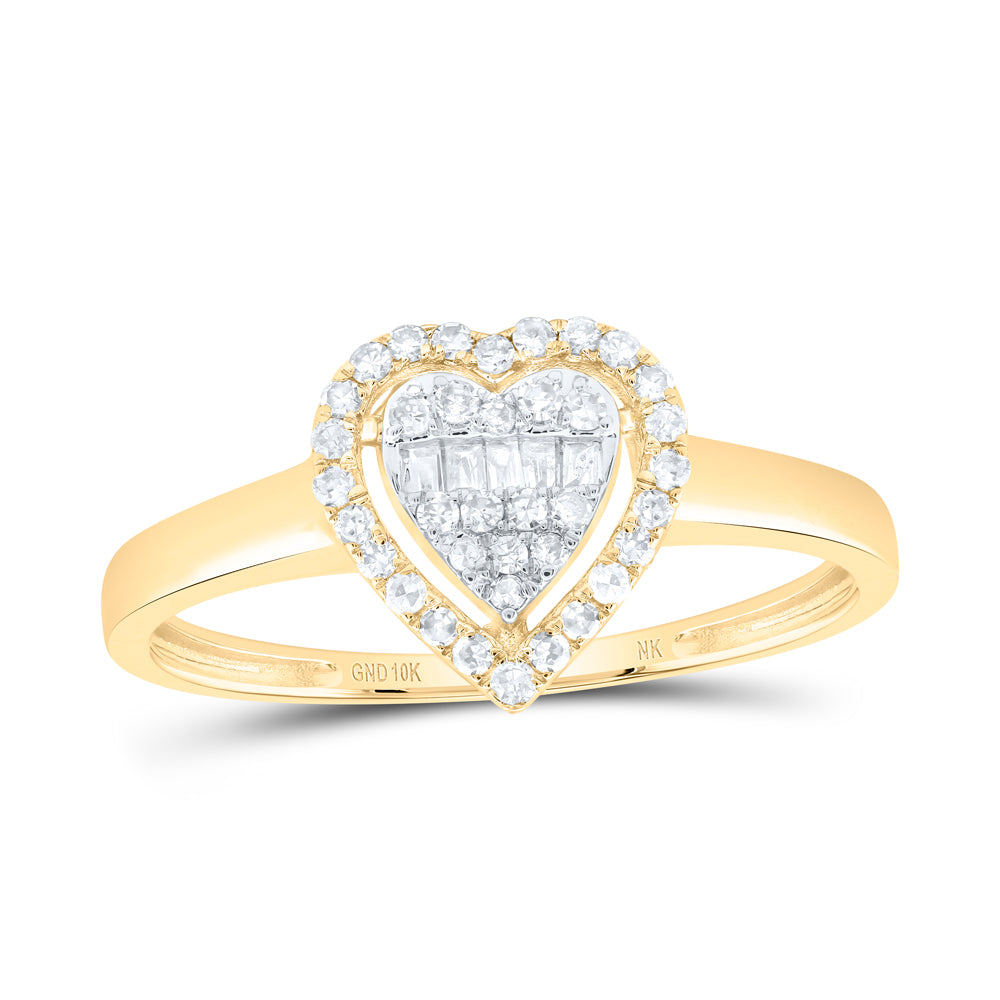 Lady's Yellow 10 Karat Fashion Ring 0.20tw Various Shapes Diamonds Sty