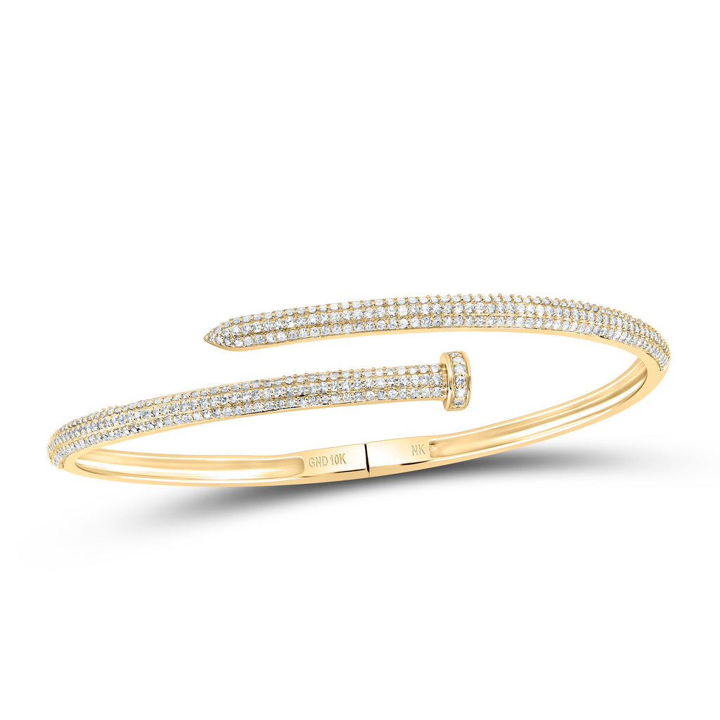 Lady's Yellow 10 Karat Fashion nail bangle 1.62tw Round Diamonds Finis