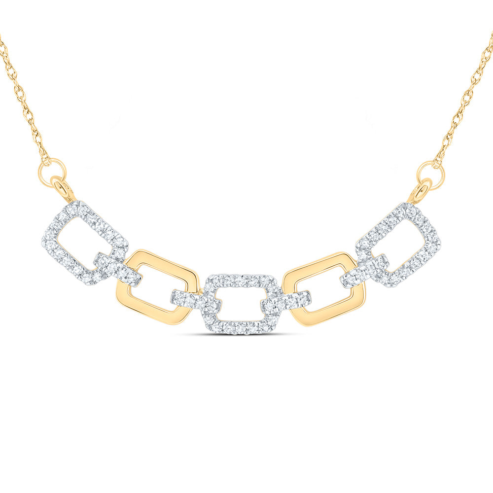 Lady's Yellow 10 Karat Necklace cuban Length 18 0.25tw Round Diamonds