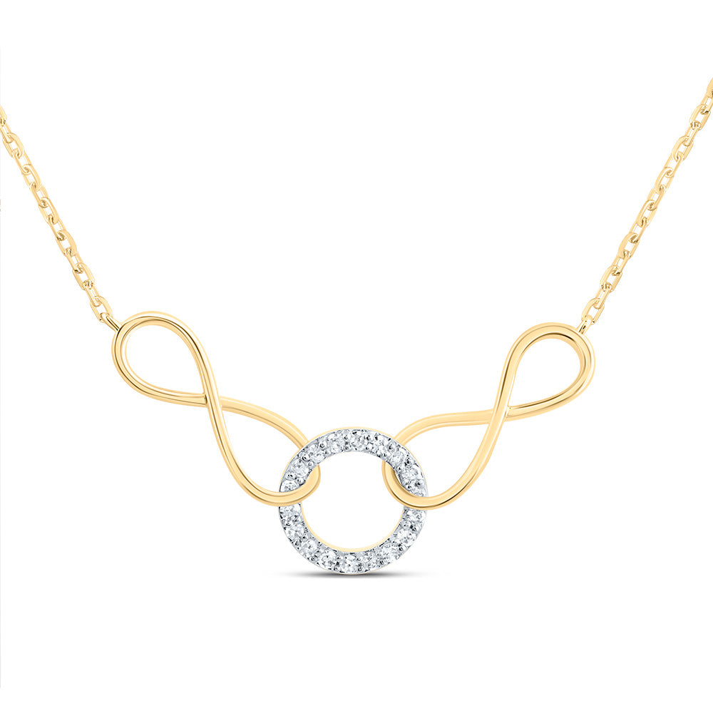 Lady's 10 Karat Gift Infinity Necklace 0.08tw Round Diamonds Color: Ye