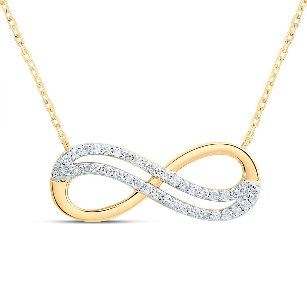 Lady's 10 Karat Infinity Necklace 0.10tw Round Diamonds Color: Yellow