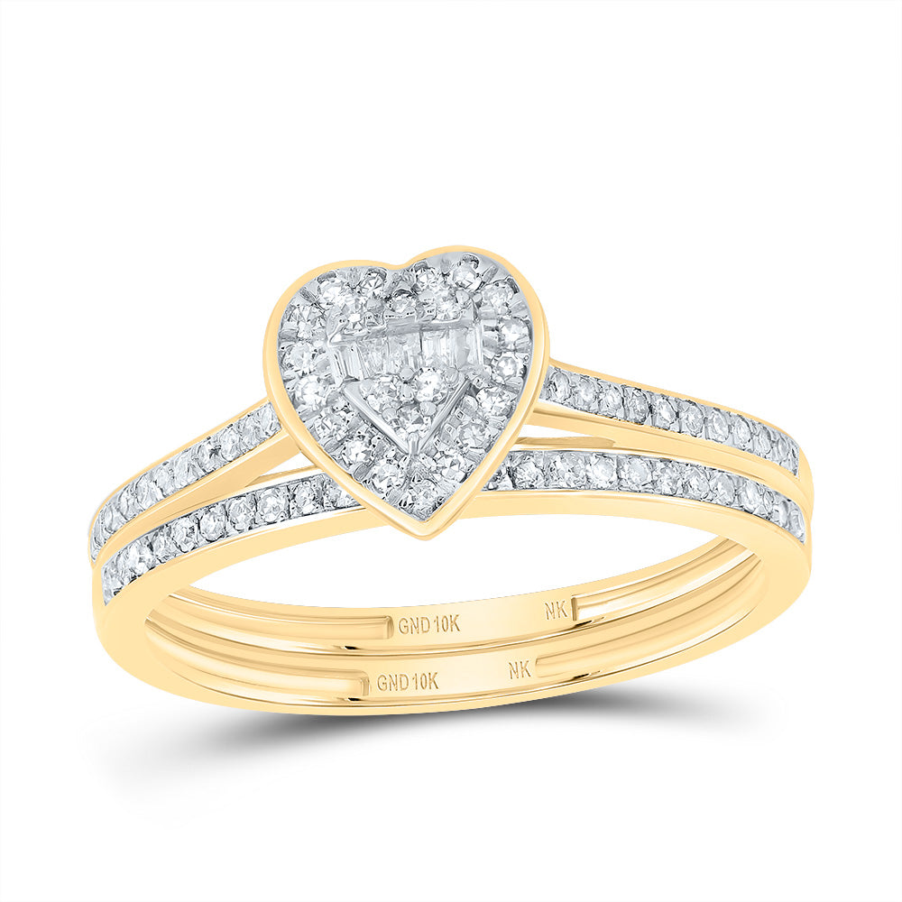 Lady's White 10 Karat Wedding Set 0.33tw Various Shapes Diamonds Style