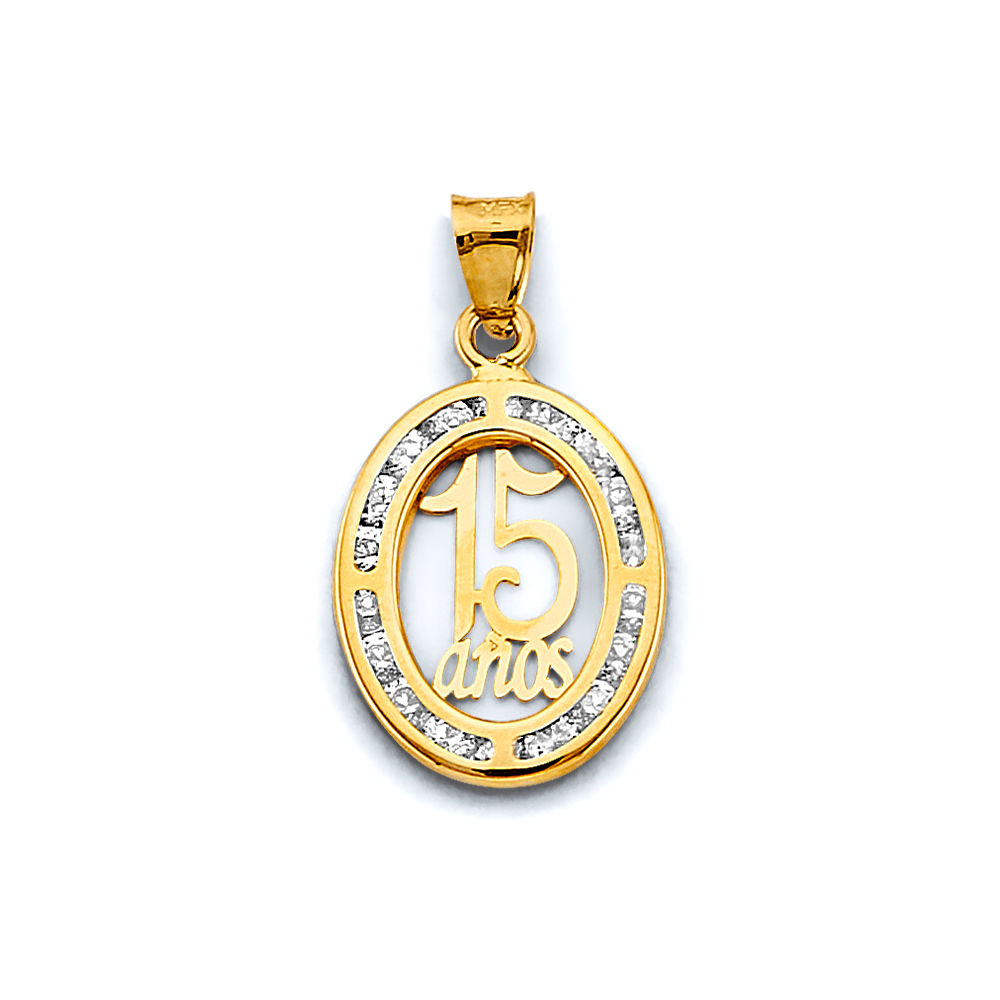 Yellow 14 Karat CZ 15 Years Pendant