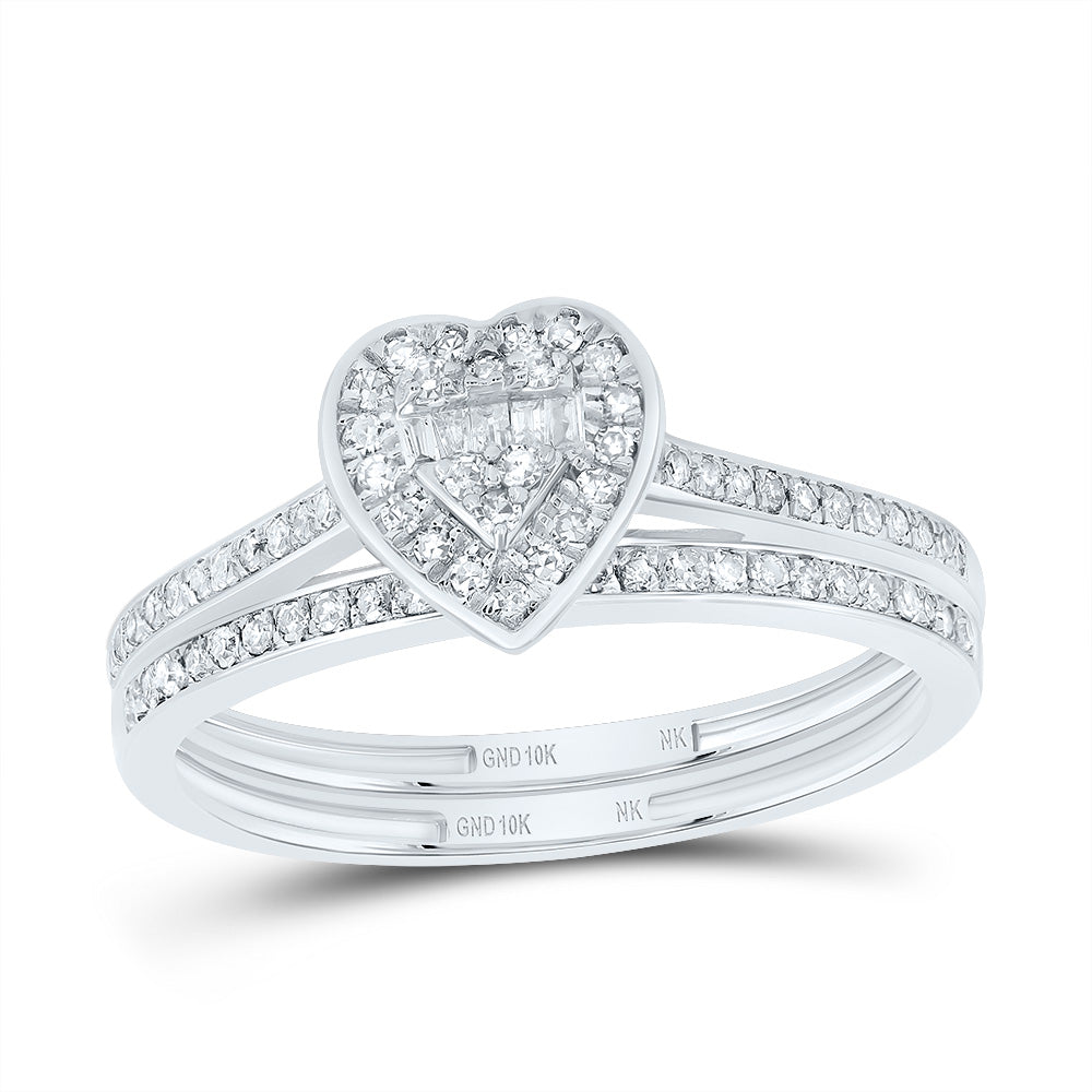 Lady's White 10 Karat Wedding Set 0.33tw Various Shapes Diamonds Style